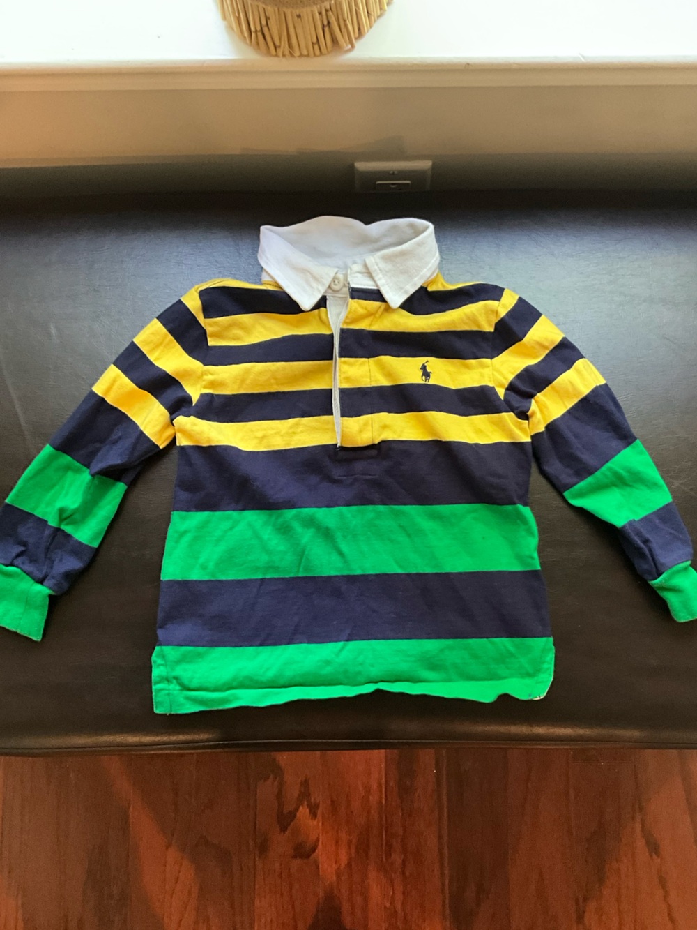 Polo by Ralph Lauren Baby Boy Green/Navy/Yellow Striped Rugby Shirt Size 2